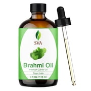 زيت SVA Brahmi - 4 Fl Oz 100٪ زيت Brahmi طبيعي مضغوط على البارد - للوجه ، العناية بالبشرة ، العناية بالشعر ، تدليك فروة الرأس وزيت حامل تدليك الجسم مع القطارة
