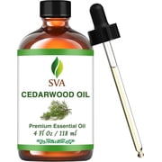 SVA Cedarwood Essential Oil   4 Fl Oz   100% Natural Cedar Juniperus Mexicana Oil - for Diffuser, Hair Care, Face, Skin Care, Aromatherapy, Scalp and Body Massage, Soap and Candles   with Dropper