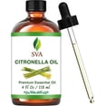 thumbnail image 1 of SVA Citronella Essential Oil – 4 Fl Oz – 100% Natural Citronella Oil - for Diffuser, Hair Care, Face, Skin Care, Aromatherapy, Scalp and Body Massage, Soap and Candle Making - with Dropper, 1 of 9