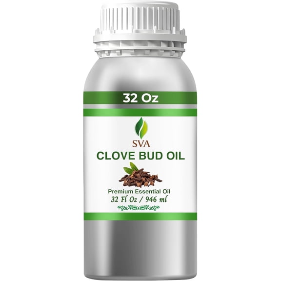 SVA Clove Bud Essential Oil 32 Fl Oz 100% Natural Clove Bud Oil - for Diffuser, Hair Care, Face, Skin Care, Aromatherapy, Scalp and Body Massage, Soap and Candle Making
