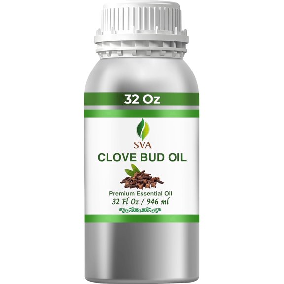SVA Clove Bud Essential Oil 32 Fl Oz 100% Natural Clove Bud Oil - for Diffuser, Hair Care, Face, Skin Care, Aromatherapy, Scalp and Body Massage, Soap and Candle Making