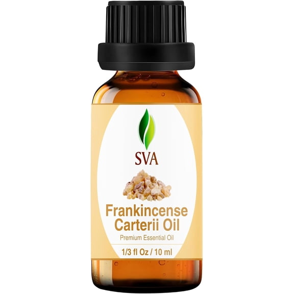 SVA Frankincense Essential Oil 1/3 Fl Oz 100% Natural Boswellia Carterii Oil - for Diffuser, Hair Care, Face, Skin Care, Aromatherapy, Scalp and Body Massage, Soap and Candle Making