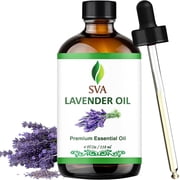 SVA Lavender Essential Oil   4 Fl Oz   100% Natural Lavender Oil - for Diffuser, Hair Care, Face, Skin Care, Aromatherapy, Scalp and Body Massage, Soap and Candle Making   with Dropper