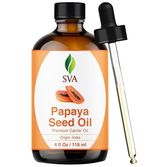 SVA Papaya Seed Oil - 4 Fl Oz  100% Natural Cold Pressed Papaya Oil - for Face, Skin Care, Hair Care, Scalp Massage & Body Massage  Carrier Oil with Dropper