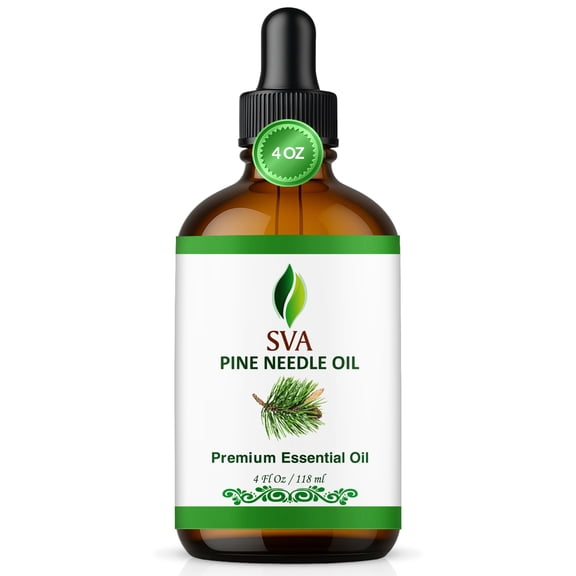 SVA Pine Needle Essential Oil – 4 Fl Oz – 100% Natural Pine Needle Oil - for Diffuser, Hair Care, Face, Skin Care, Aromatherapy, Scalp and Body Massage, Soap and Candle Making – with Dropper