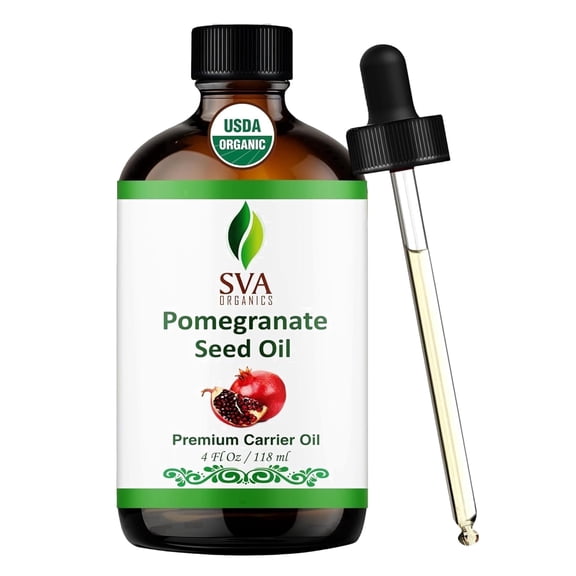 SVA Pomegranate Seed Organic - 4 Fl Oz  100% Natural Cold Pressed Organic Pomegranate Oil - for Face, Skin Care, Hair Care, Scalp Massage & Body Massage  Carrier Oil with Dropper