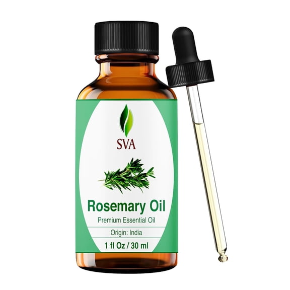 SVA Rosemary Essential Oil 1 Fl Oz 100% Natural Rosemary Oil for Hair, Face, Skin Care, Diffuser, Aromatherapy, Scalp, Body Massage, Soap and Candle Making with Dropper