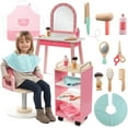 thumbnail image 1 of SVAN Hair Salon Wooden Playset - Full Vanity Mirror Playset w Chair & Rolling Cart- Includes Blow Dryer, Brush, Styling, Cutting Tools & More, 1 of 5