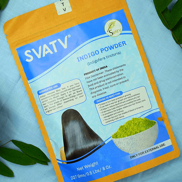 SVATV Natural Indigo Powder (Indigofera Tinctoria) for Black & Natural Hair Care | Promote Hair Growth | Increases Hair Thickness | ayurvedic powders Hair Products - 227g, 8oz