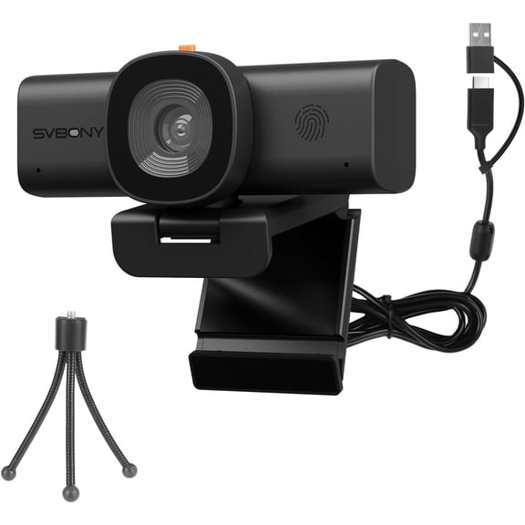 SVBONY 2K Webcam for PC, Computer Camera with Low-Light 3D Noise Reduction&Dual AI-Noise Canceling Mics, Web Cam with Privacy Cover, USB A-to-C, Plug&Play PC Camera for Video Calling,Teams,Streaming