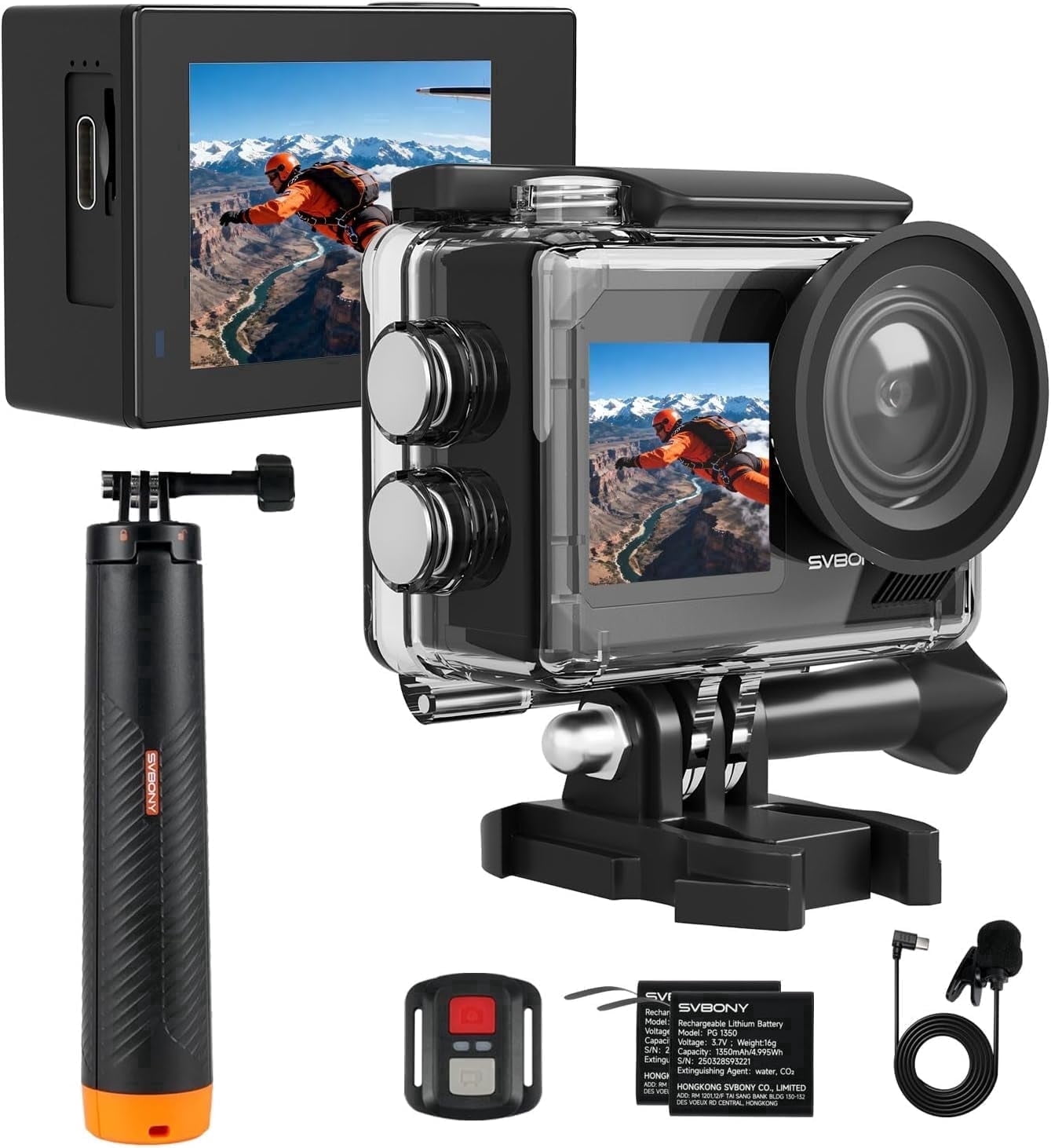 Splash Camera SVBONY SVGo2 4K30FPS Underwater Camera, EIS 2.0 Dual Touch-Screen ...
