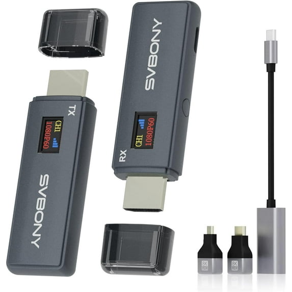 SVBONY Wireless HDMI Receiver and Transmitter, 1080P Full HD Extender Connection Kit, 5.8 GHz Transmission for Laptop/PC/TV Box/Projector