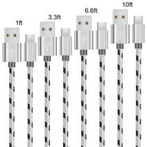 SVEUC USB A to USB C Cable[4-Pack,1FT+3.3FT+6.6FT+10FT], 3.1A Type C Fast Charging Cord Durable Nylon Braided Compatible with iPhone 15/15pro Samsung Galaxy S23 S12 S10 Plus LG Android Cell Phone