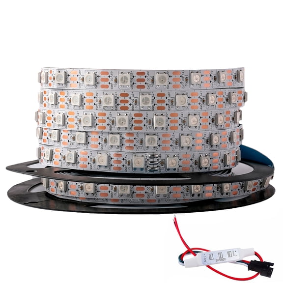 SVFISHKK WS2812B LED Strip SMD 5050 Individual Addressable 60Pixels/m 300Pixels RGB Pixel Strip Full Color Neopixe LED Strip Non-Waterproof DC5V (16.4FT 300led IP30, White PCB)