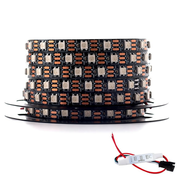 SVFISHKK WS2812B LED Strip SMD 5050 Individual Addressable 60Pixels/m 300Pixels RGB Pixel Strip Full Color Neopixe LED Strip DC5V (16.4FT 300led Non-Waterproof IP30, Black PCB)