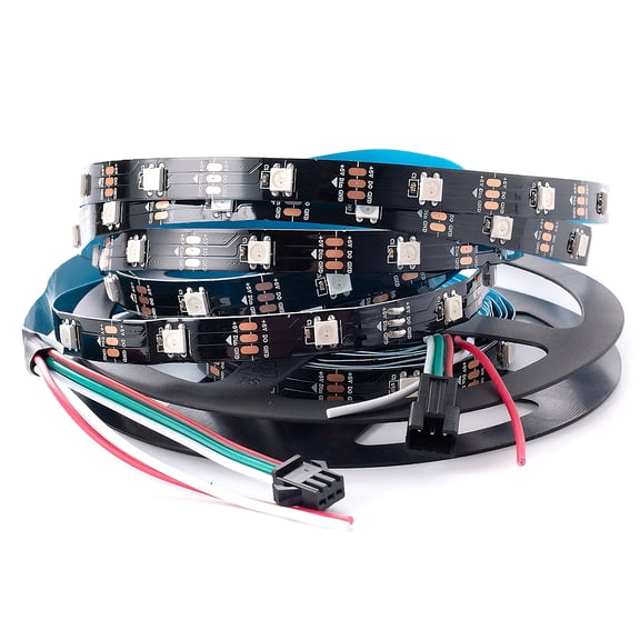 SVFISHKK WS2812B LED Strip SMD 5050 Individual Addressable RGB Strip Full Color LED Strip Non-Waterproof DC5V (16.4FT 150led IP30, Black PCB)