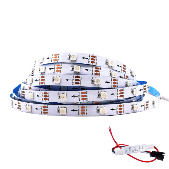 SVFISHKK WS2812B LED Strip SMD 5050 Individual Addressable RGB Strip Full Color LED Strip Non-Waterproof DC5V (16.4FT 150led IP30, White PCB)