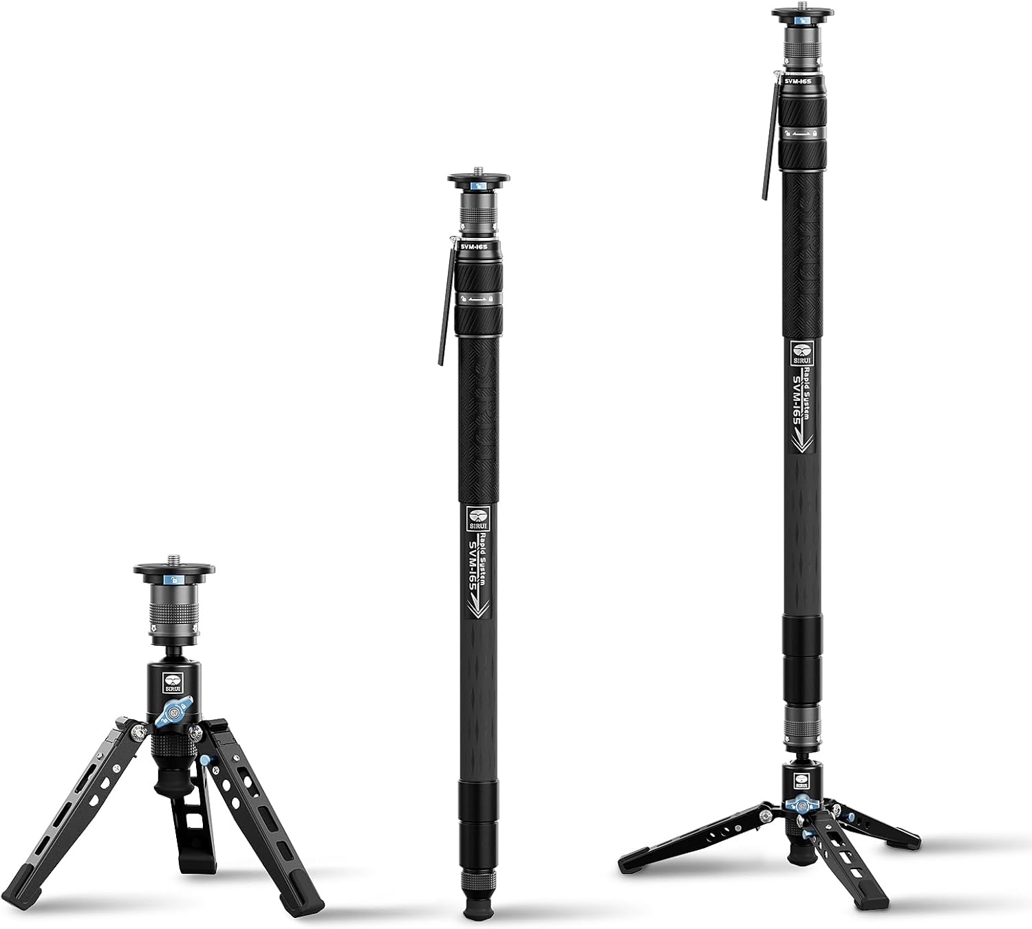 SVM-165 Rapid Monopod for Cameras, 65” Carbon Fiber Monopod with Feet ...