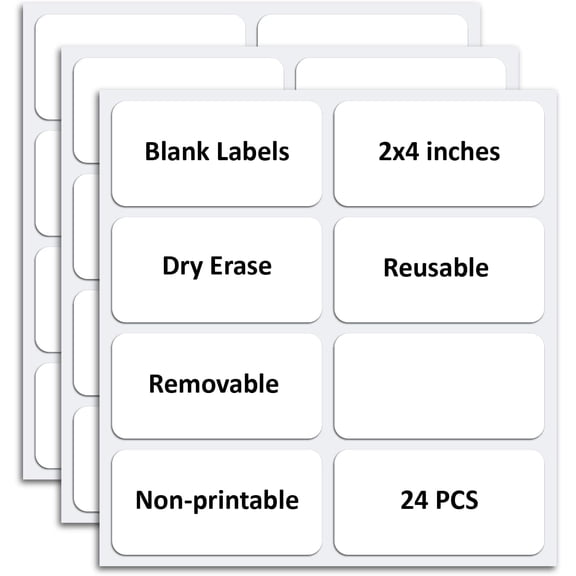 SVNOOC Multi-Use Removable Dry Erase Labels Stickers, White, Reusable Sticky Notes (2* 4 inches White)