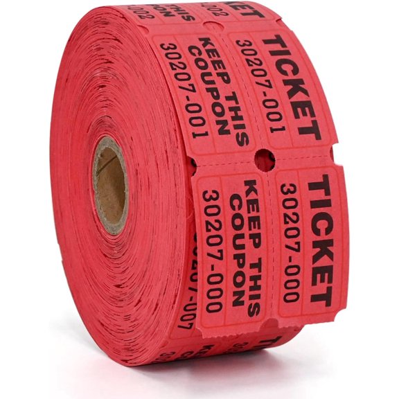 SVNOOC Raffle Tickets Double Rolls 1000 Per Roll 50/50 Raffle Tickets for Events,Carnivals, Entry, Class Reward, Prizes(Red)