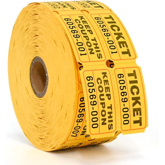 SVNOOC Raffle Tickets Double Rolls 1000 Per Roll 50/50 Raffle Tickets for Events,Carnivals, Entry, Class Reward, Prizes(Yellow)