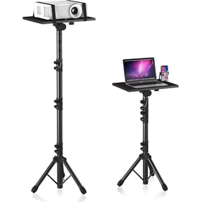 Projector Stand Tripod, Laptop Tripod Stand Adjustable Height from 23.5 to 63.5 inches with Gooseneck Phone Holder, Laptop Floor Stand for Office, Home, Stage, Studio