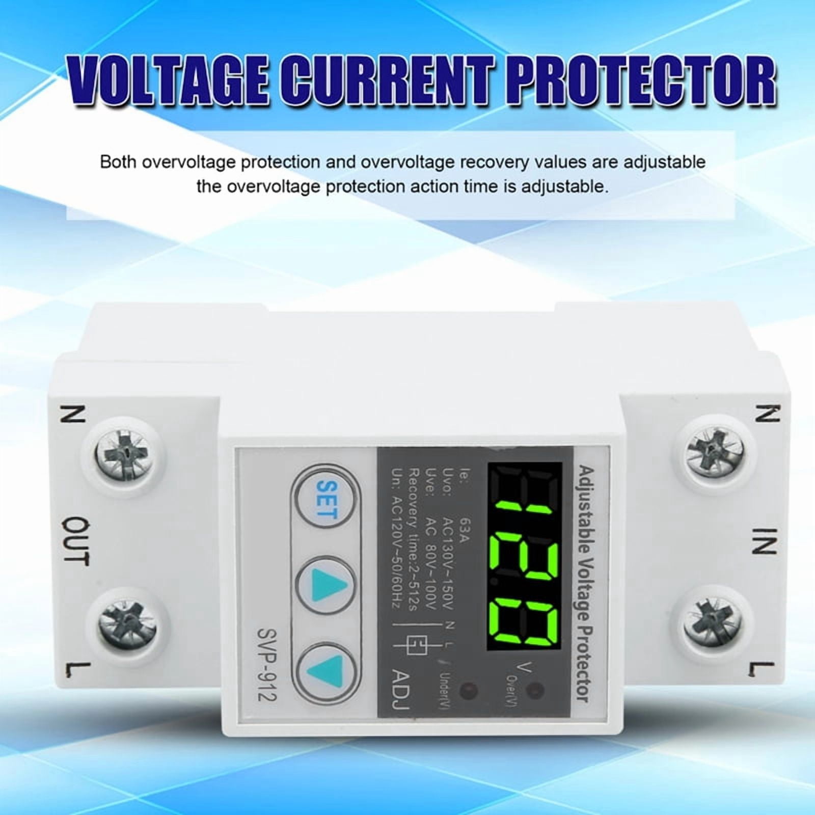 SVP912 63A 120V AC Adjustable Self Recovery Under Voltage Current Protector Voltage Automatic Reset Protection