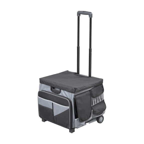 SVYP Collapsible Mobile Utility Cart with Storage Bag Organizer, Rolling Tote, Black/Grey
