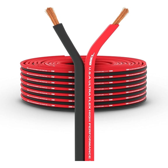 SW-12GA-100RB 12-GA Ultra Flex Speaker Wire Red and Black 100FT - Speaker Cable for Audio Applications