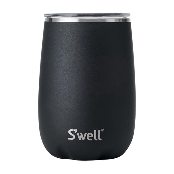 S'well 14 oz Onyx Black Double-Walled Stainless Wine Tumbler with Lid