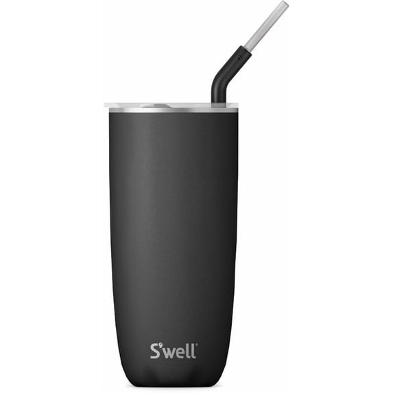 S'well 24 oz Onyx Black Stainless Tumbler with Straw