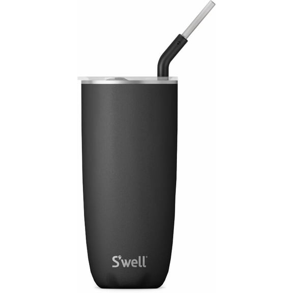 S'well 24 oz Onyx Black Stainless Tumbler with Straw