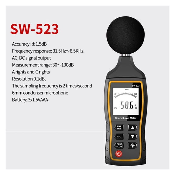 SW-524 Portable Sound Level Meter Digital Handheld DB Meter Noise Level Meter 30-130dB Decibel Monitor