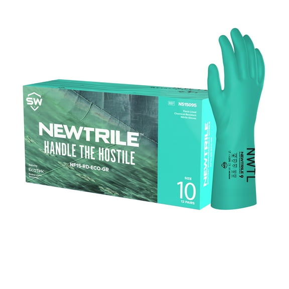 SW NewTrile Chemical-Resistant Nitrile Gloves, NF15 Featuring EcoTek Sustainable Technology, Size XXL, 12 Pairs