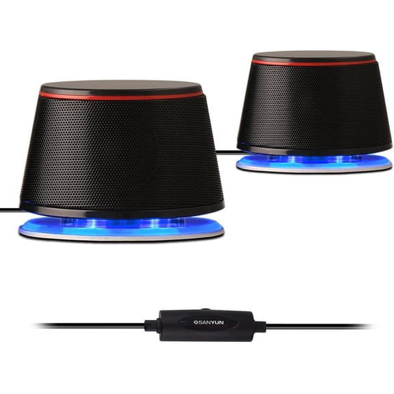 SW102 Computer Speakers, 5Wx2, Deep Bass in Small Body, Stereo 2.0 USB Powered 3.5mm Aux Multimedia Built-in Bottom Radiators, PC Laptop Desktop Black