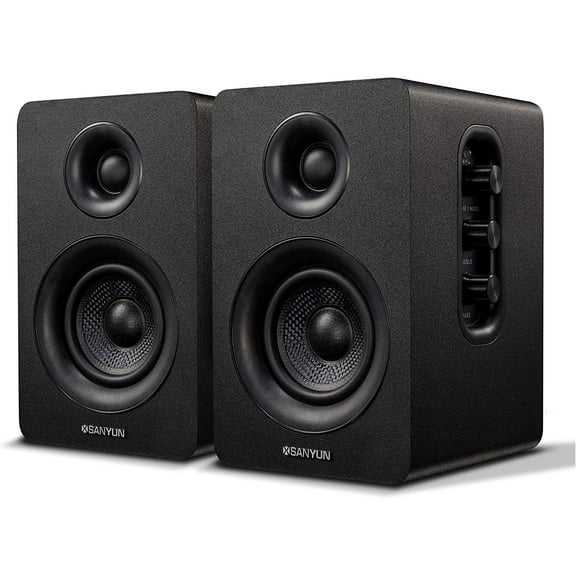 SW208 3" Bluetooth 5.0 Bookshelf Speakers  60W Carbon Fiber Speaker Unit - Built-in 24bit DAC Dynamic 3D Surround Sound 2.0 Computer PC Gaming (Pair, Black)
