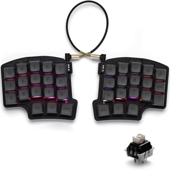 SW35 Split Ergonomic Mechanical Keyboard, QMK/VIA Programmable Split-Hand Design with Hot-Swappable Switches and RGB Backlighting