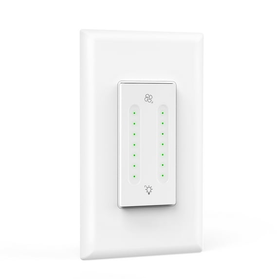 SW7: Gosund Dual Smart Dimmer Switch, controls 2 Lights separately including Ceiling Fan and Light, Control light switches by voice, by phone app, or manually, White Light Switch, 15A, 1 Pack