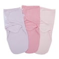 thumbnail image 1 of Parent's Choice 100% Cotton 3-Pack Adjustable Swaddle Wrap Blanket for Baby Girls, Solid Colors, 22" x 27", 1 of 11