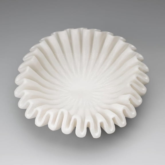 SWADESHI BLESSINGS HandCrafted Marble Ruffle Bowl, Large Decorative Bowl for Home Decor, Key Bowl for Entryway Table, Catch All Bowls, 9"