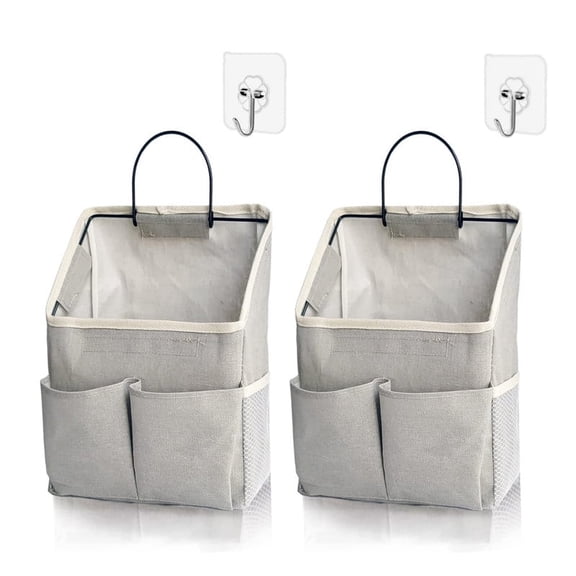 SWAEAZR 2 Pack Small Wall Hanging Organizer Bag, Hanging Storage Basket with Pockets, Wall Organizer Waterproof Bin for Kitchen, Bathroom, Bedroom, Office, Courtyard, RV Camper