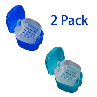 SWAEAZR 2Pack Denture Box,Denture Bath Case,Three-Layer Retainer Case,Non Full Denture Cup,Mouth Guards Holder,Part Removable False Teeth Soak Container,Retainer Holder Box,Retainer Clean Box
