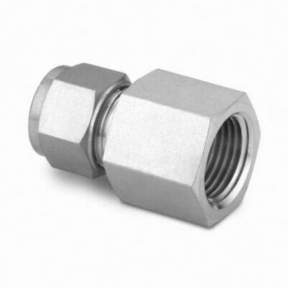 SWAGELOK SS-1210-7-8 3/4 INCH TUBE OD X 1/2 INCH FEMALE NPT, FEMALE CONNECTOR, STAINLESS STEEL, TUBE FITTING