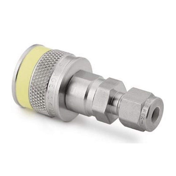 SWAGELOK SS-QC4-B-400K4 0.2 CV, 1/4 in. Tube Fitting, SS Instrumentation Quick-Connect Body, Yellow Key