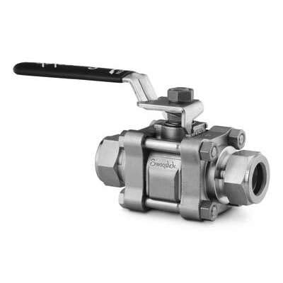SWAGELOK SS-S62PS6 SS 3-Piece 60 Series STEAM Service Ball Valve, PEEK Seats