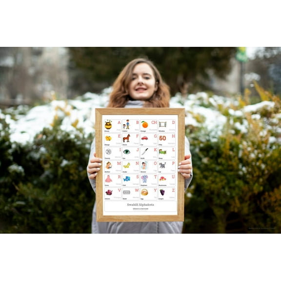 SWAHILI Alphabet POSTER Print With Words And English Translations (16 x 20 inches)