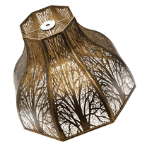 SWAIFDEE Etched Forest Large Metal Lamp Shade, 8-Petal Lotus Shape, Bronze Gold