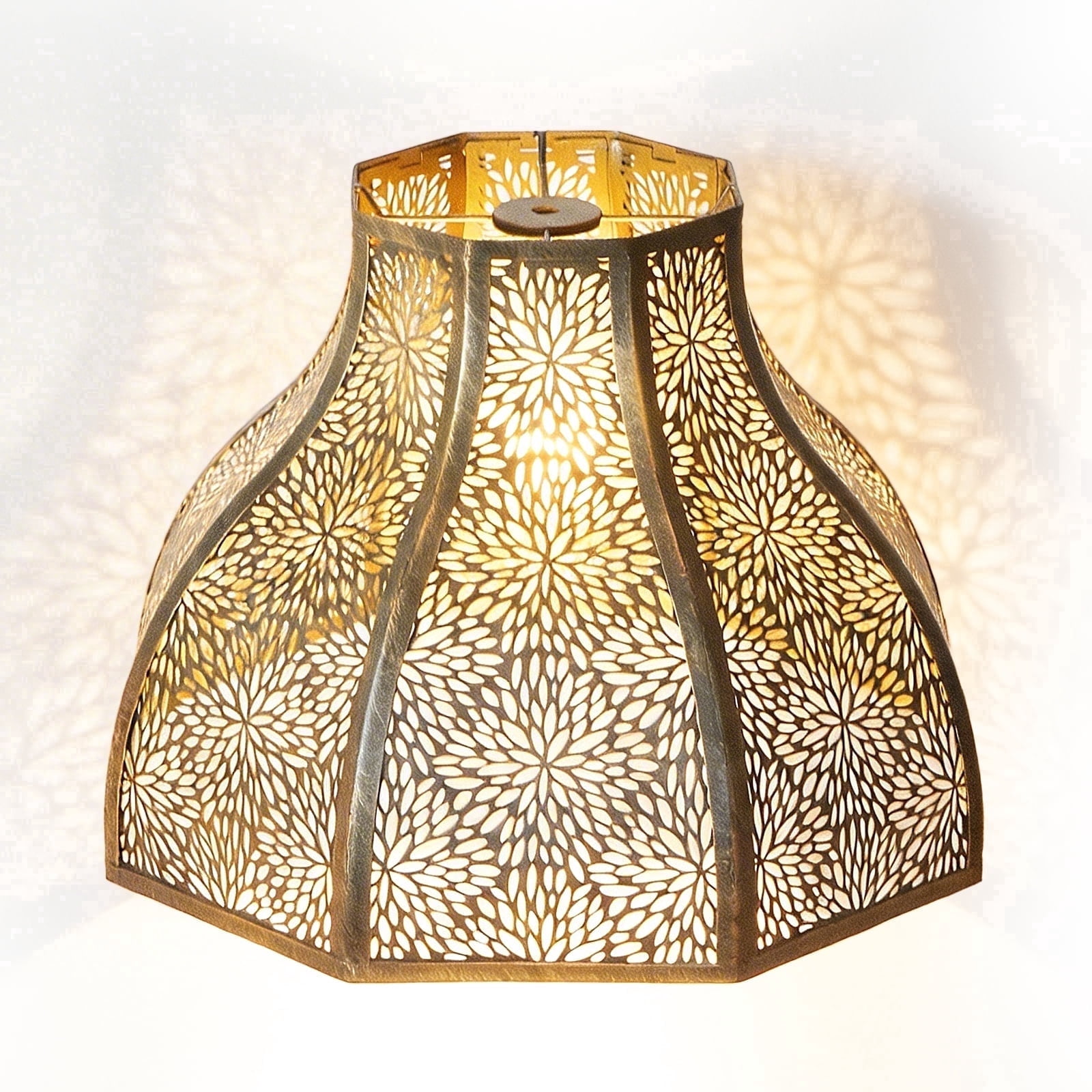 SWAIFDEE Octagonal Lotus Lamp Shade, Etched Chrysanthemum Pattern ...