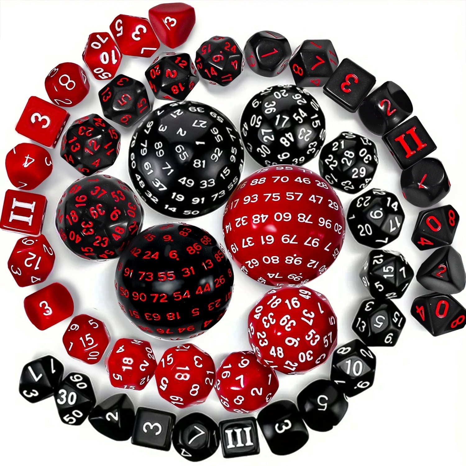SWAJUJA 3 Set Complete D3-D100 DND Polyhedral Dice Set 100 Sided Dice Multisided D100 Dice for Role Playing Table Games Party (Black & Purple, Black & White, Purple & White)