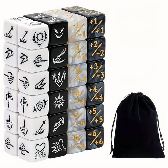 SWAJUJA 48pcs Abilities Keywords Counter Dice MTG Dice 1/+1 Counters Bulk Creature Stats Buff Tokens Dice Set for Magic The Gathering, MTG, TCG, Card Games Accessories (Multicolor)